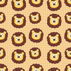 cute lion head seamless pattern vector illustration 