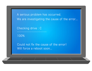 架空のブルースクリーンエラー画面のイラスト