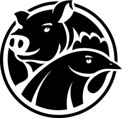 pig and chicken logo farm