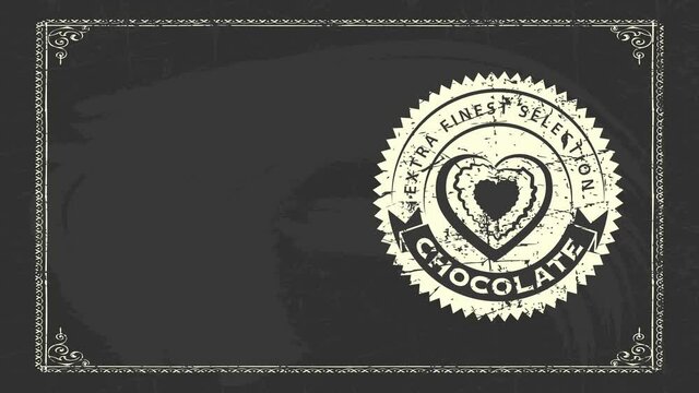 extra finest selecting cocoa publicity with white filth style emblem with heart candy visual on black chalkboard