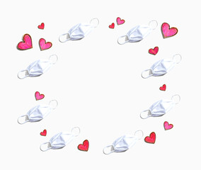 Medical worker appreciation theme with hearts and face mask