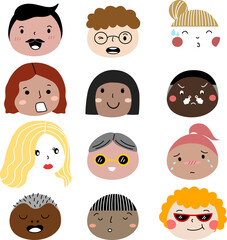 set of users avatars for profile picture. Simple line vector and minimal icons flat style Character illustration.
