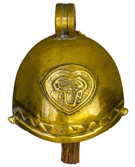 Traditional Cow Bell from Asia; Golden Brass Metal Cow Bell; Clear Cut Background