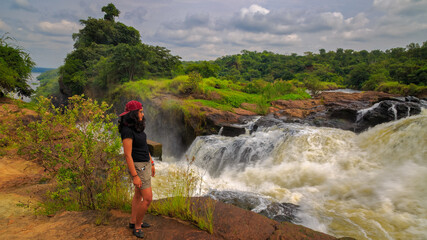 the White Nile forces its way through a gap in the rocks, only 7 metres (23 ft) wide, and tumbles...