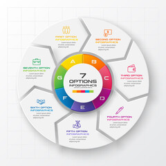 Circle chart infographic template with 7 options,Vector illustration.