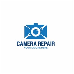 Camera repair creative and minimalist logo template Set, vector