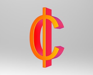 Cent symbol sign isolated centas sent   3d render