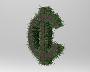 Cent symbol sign isolated centas sent   3d render
