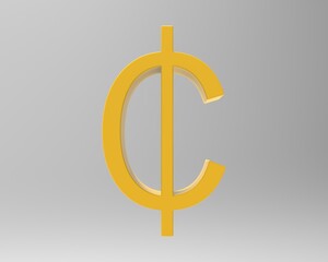 Cent symbol sign isolated centas sent   3d render