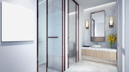 Modern wash basin and bathroom interior design 