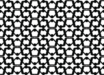 Simple modern black linear repeating pattern of crossing straight lines and dots against a white background, vector illustration