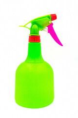 Close up​ green cleaning sprayer on white​ background​