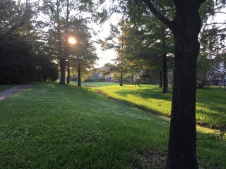 Sunset over small creek