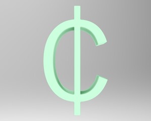 Cent symbol sign isolated centas sent   3d render