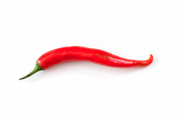 Close up raw food of red chili pepper with on white background