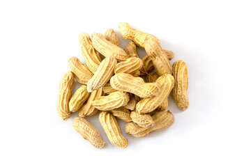 Close up boiled peanuts isolated on white background