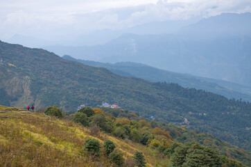 Nature landscape mountain in Nepal autumn Himalayas
