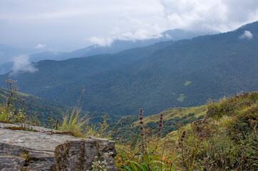 Fototapeta na wymiar Nature landscape mountain in Nepal autumn Himalayas 