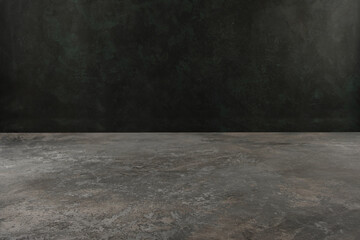 Image of textural table in front of abstract blurred background. Empty textural table platform over background for present product. Copy space.