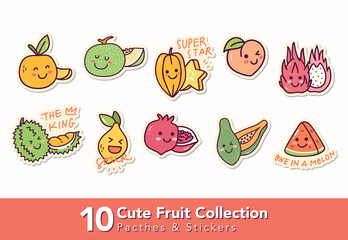Set of Cute Fruit Patches and Sticker Collection