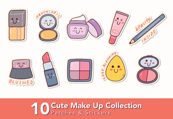 Set of Cute Make up Patches and Sticker Collection