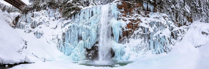 Franklin Falls Frozen Ice Waterfall Panorama