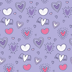Valentine's Day Doodle Seamless Background