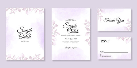 Fototapeta na wymiar beautiful wedding invitation templates with splash hand painting watercolor