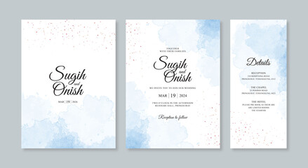 Splash watercolor hand painting for wedding invitation template