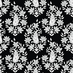 Geometric flower Design pattern on black and white background