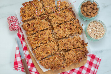 home made healthy granola bars on a table