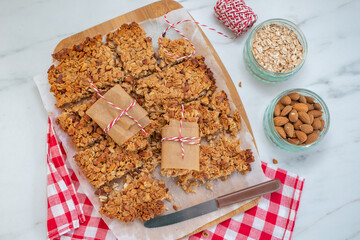 home made healthy granola bars on a table