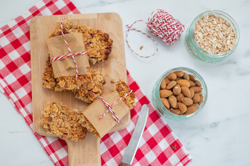 home made healthy granola bars on a table