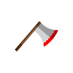 Axe with red edge. Ready for icon, logo, template, card, etc. Weapon design. Vector eps.10