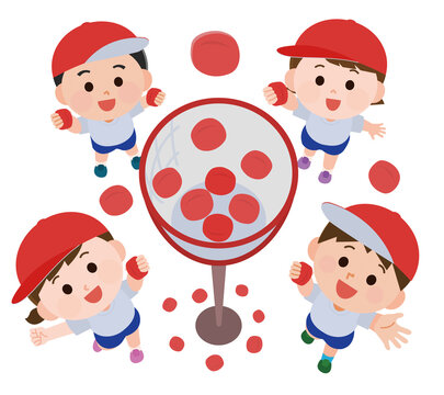 運動会 玉入れ競争する 男女 イラスト Stock Vector Adobe Stock