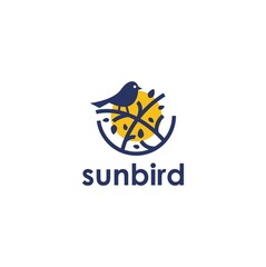 Sun and Bird Logo Minimal modern design vector template
