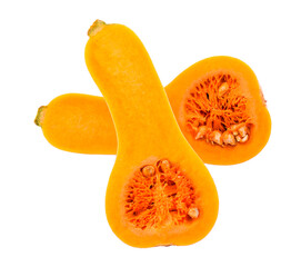 Fresh butternut pumpkin, isolated on a white background