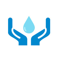 Pair of hands holding a drop of water