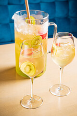 summr lemonade with kiwi fruits and strawberries