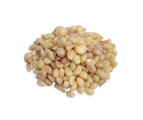 Top view peeled garlic cloves isolated on white background