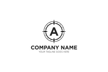 Initial letter a compass, outdoor logo and icon vector illustration