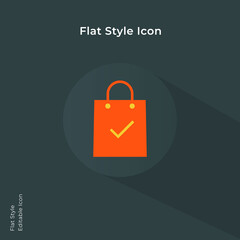 Check cart, order confirm, purchase confirm icon vector illustration in flat style for using in mobile, website, ui design.Trendy lush lava color. 