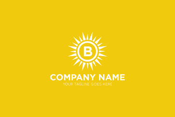 Initial letter b sun, solar logo and icon vector illustration