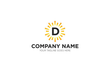 Initial letter d sun, solar logo and icon vector illustration