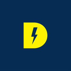 Initial letter d electric, thunder, power logo and icon vector illustration