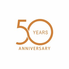 Vector 50 year anniversary, birthday logo label. Year. Vector illustration. Isolated against a white background. - obrazy, fototapety, plakaty