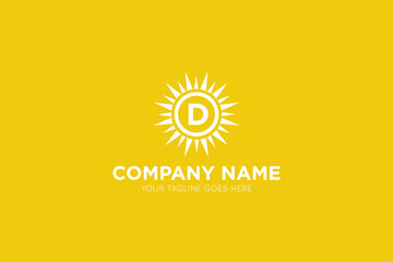 Initial letter d sun, solar logo and icon vector illustration