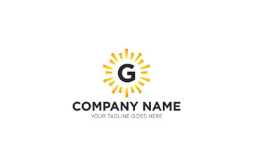 Initial letter g sun, solar logo and icon vector illustration