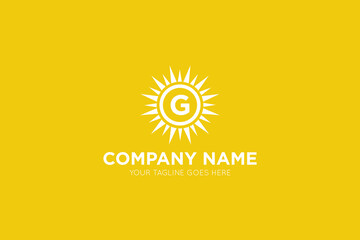 Initial letter g sun, solar logo and icon vector illustration