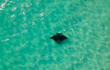 Manta ray cruising the shallows of Cable beach in Broome